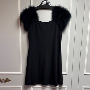 Pink Tartan fur cap sleeve dress